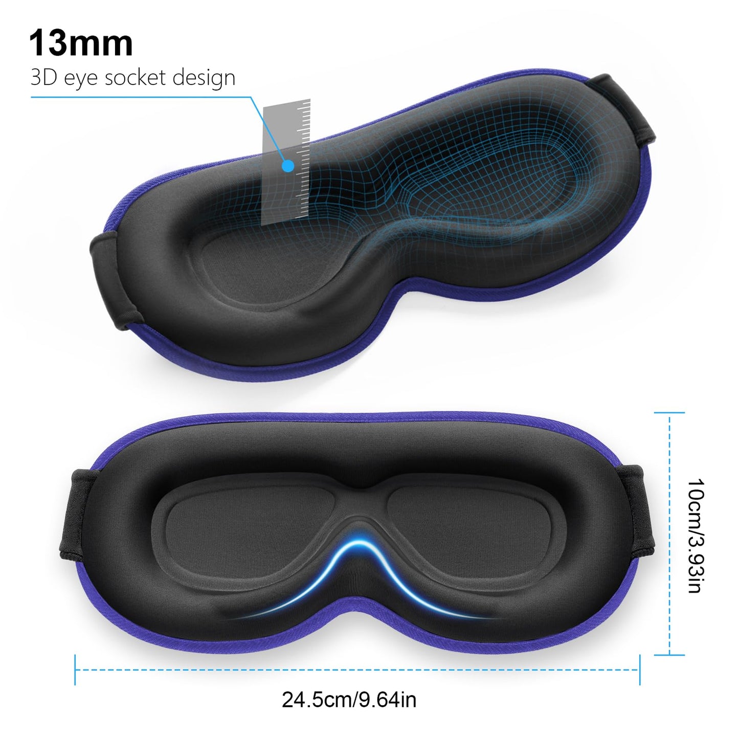 Gritin 100% Blackout Sleep Eye Mask for Women Men, Zero Pressure Sleeping Mask - Ergonomic Design 3D Cutout Eye Movement and Eyelash Friendly Night Blindfold, Ultra Soft Comfortable for Sleeping