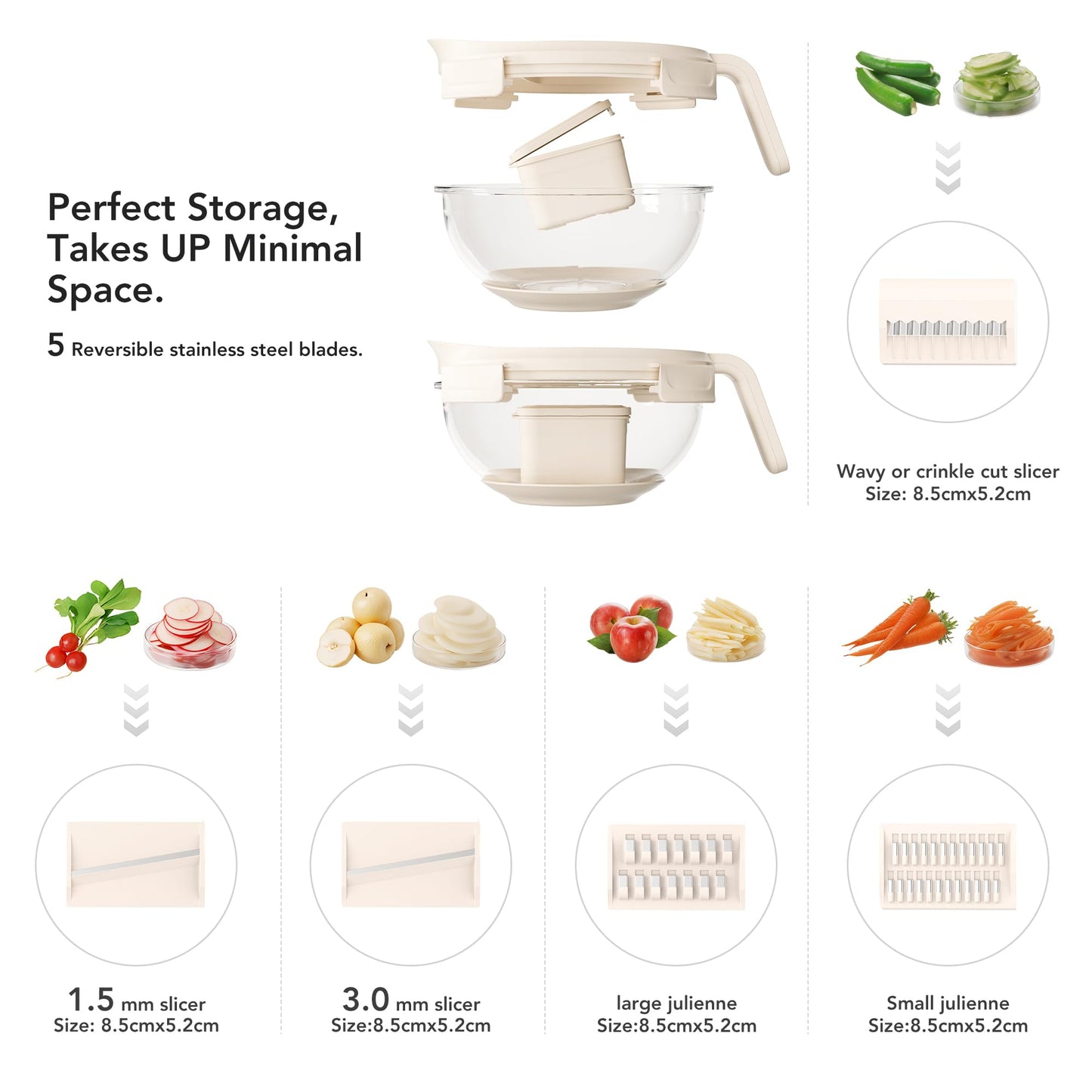 Genicook Salad Chopper with Bowl, Vegetable Chopper for Salad Prep, 8.5 Cup Glass Bowl, Food Chopper for Kitchen, Onion Chopper, BPA-Free & Dishwasher Safe, Easy Meal Prep Tool