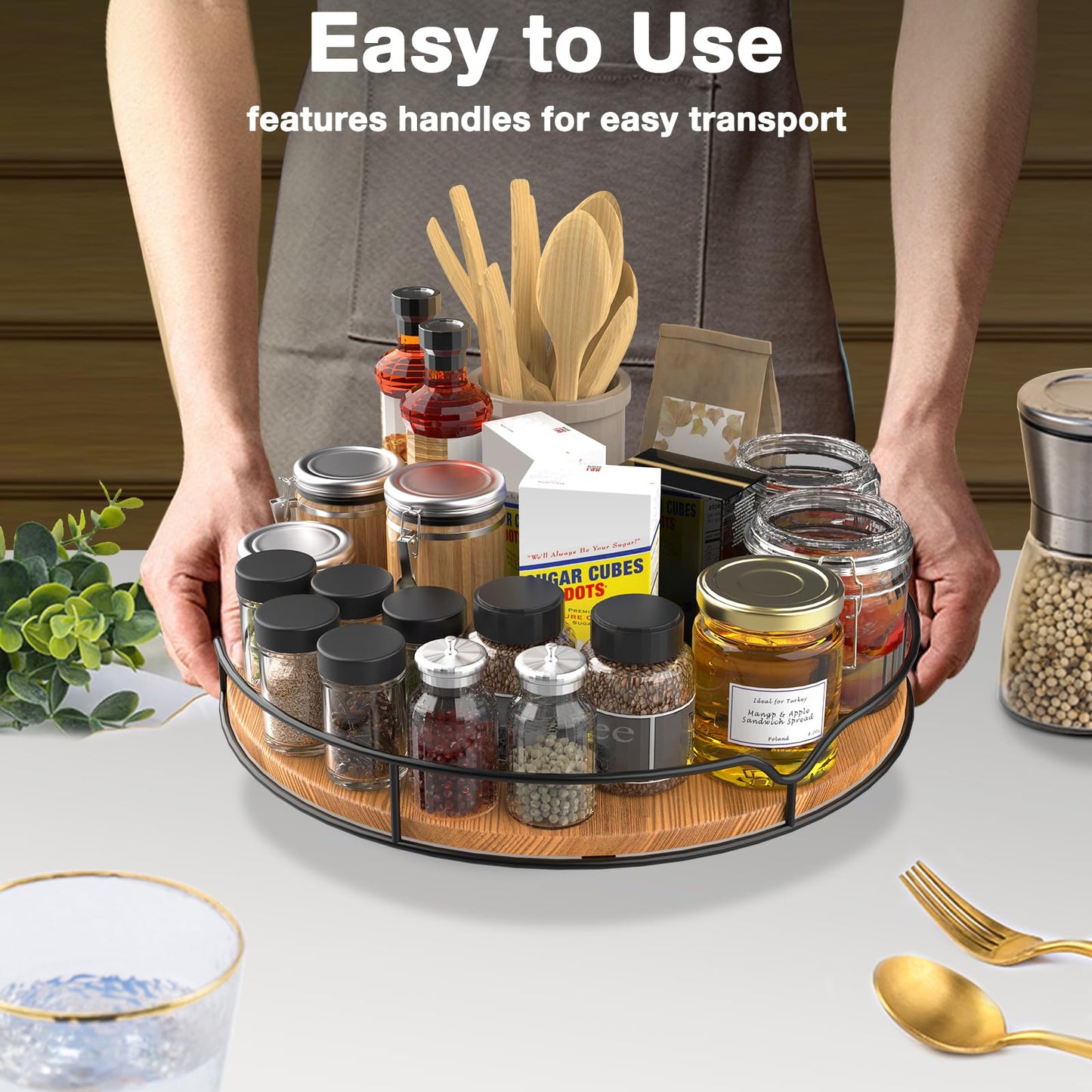 Lazy Susan Turntable Organizer for Cabinet Pantry Kitchen Countertop Computer Cupboard, 14 inch