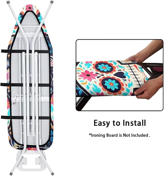 Tribe Floral Skull Ironing Board Cover 15x54 Inch Standard Mexican Skeleton