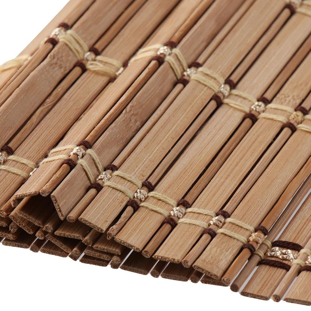 couponhub Pack of 4 Natural Bamboo Placemat, Wooden Square Placemats, Suitable for Non-Slip and Bamboo Table Placemats in Restaurants and Kitchen