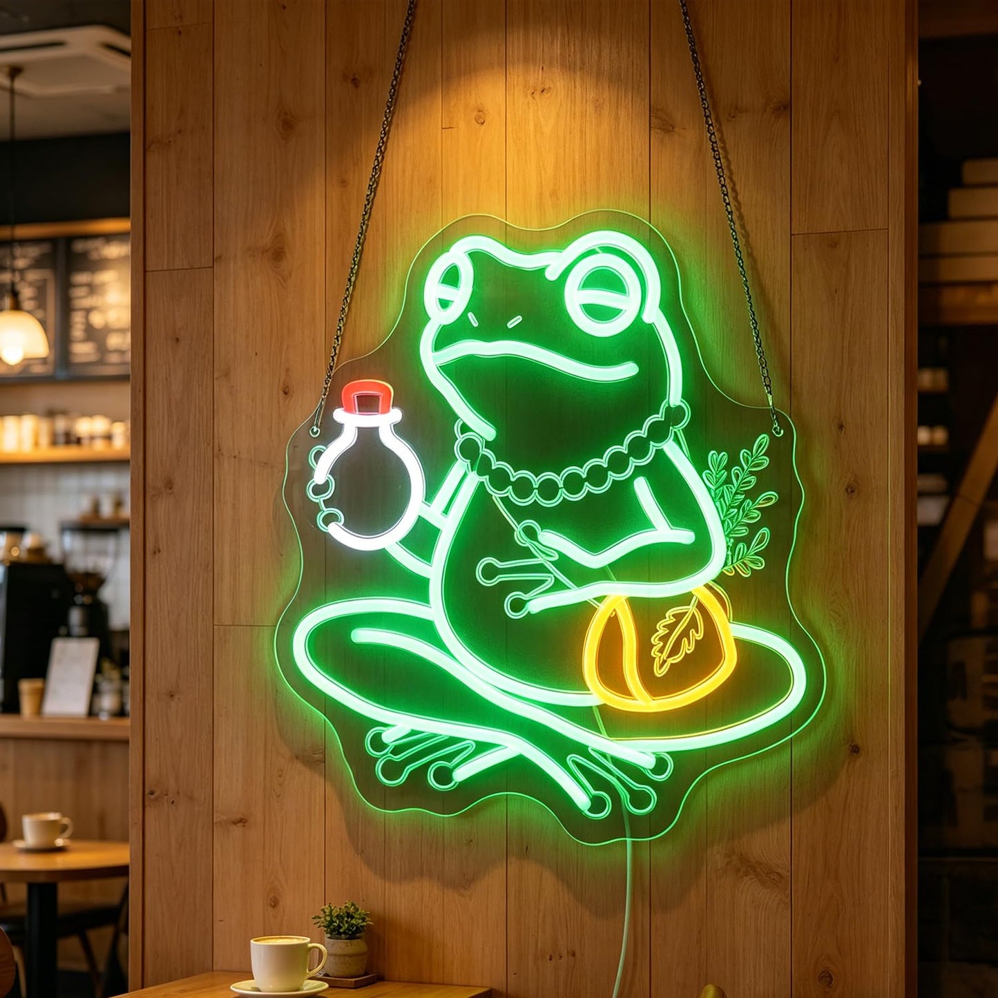 "Meditating Frog" Zen Neon Light for Game Room Study – Serene LED Wall Art for Yoga Lounge, Dimmable USB, Peaceful Gift for Gamers