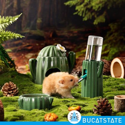 Bucatstate Hamster Drinking Bottle with Stand, 120 ml Small Animal Drinking Leak-Proof Nozzle, Hamster Accessories for Guinea Pigs, Rabbits, Chinchillas, Rats, Ferrets (Green)