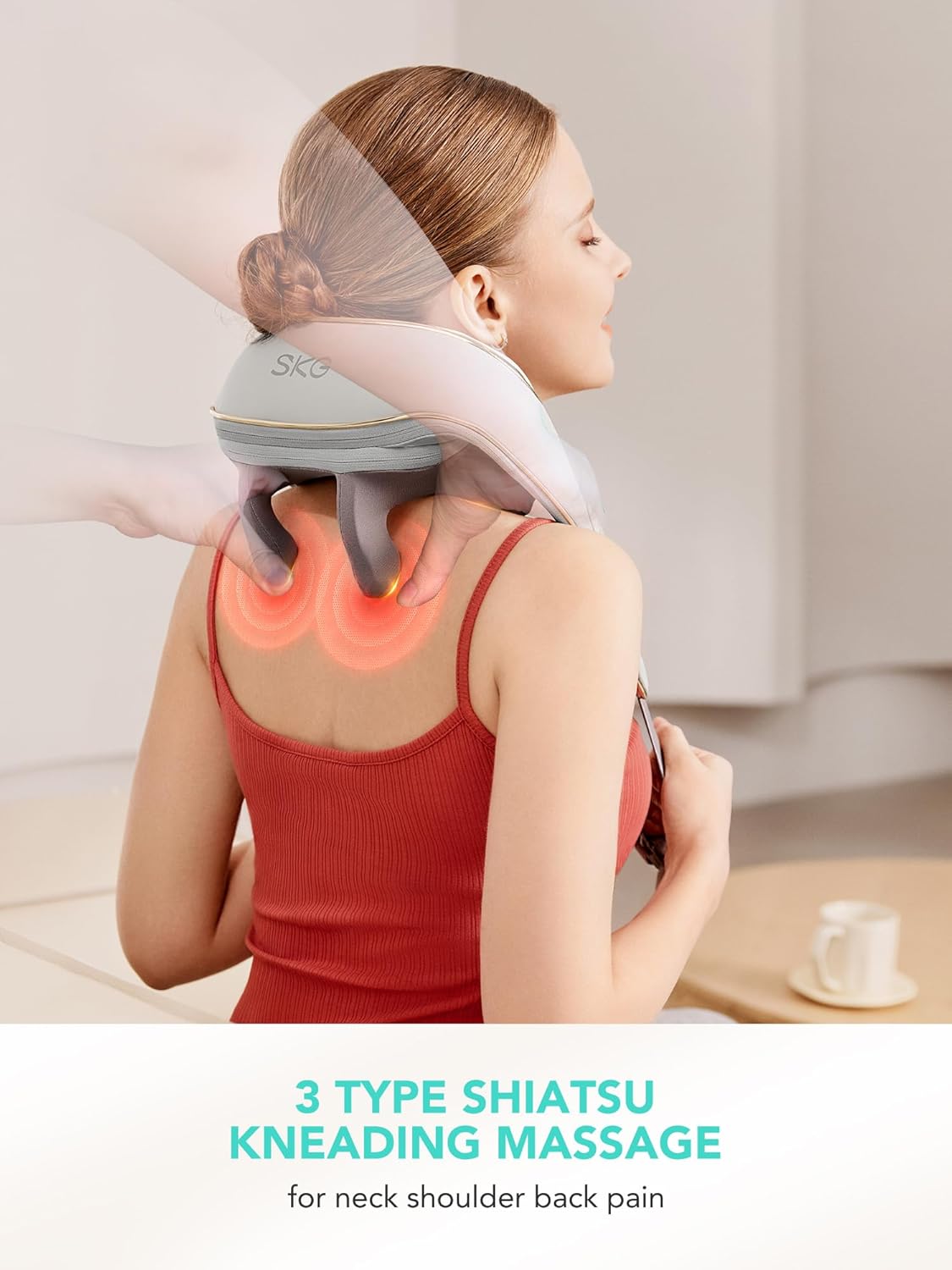 SKG 2025 Neck Massager for Pain Relief Deep Tissue 6D Kneading with Heat Cordless Neck and Shoulder Massage Gifts for Men and Women H5 mini