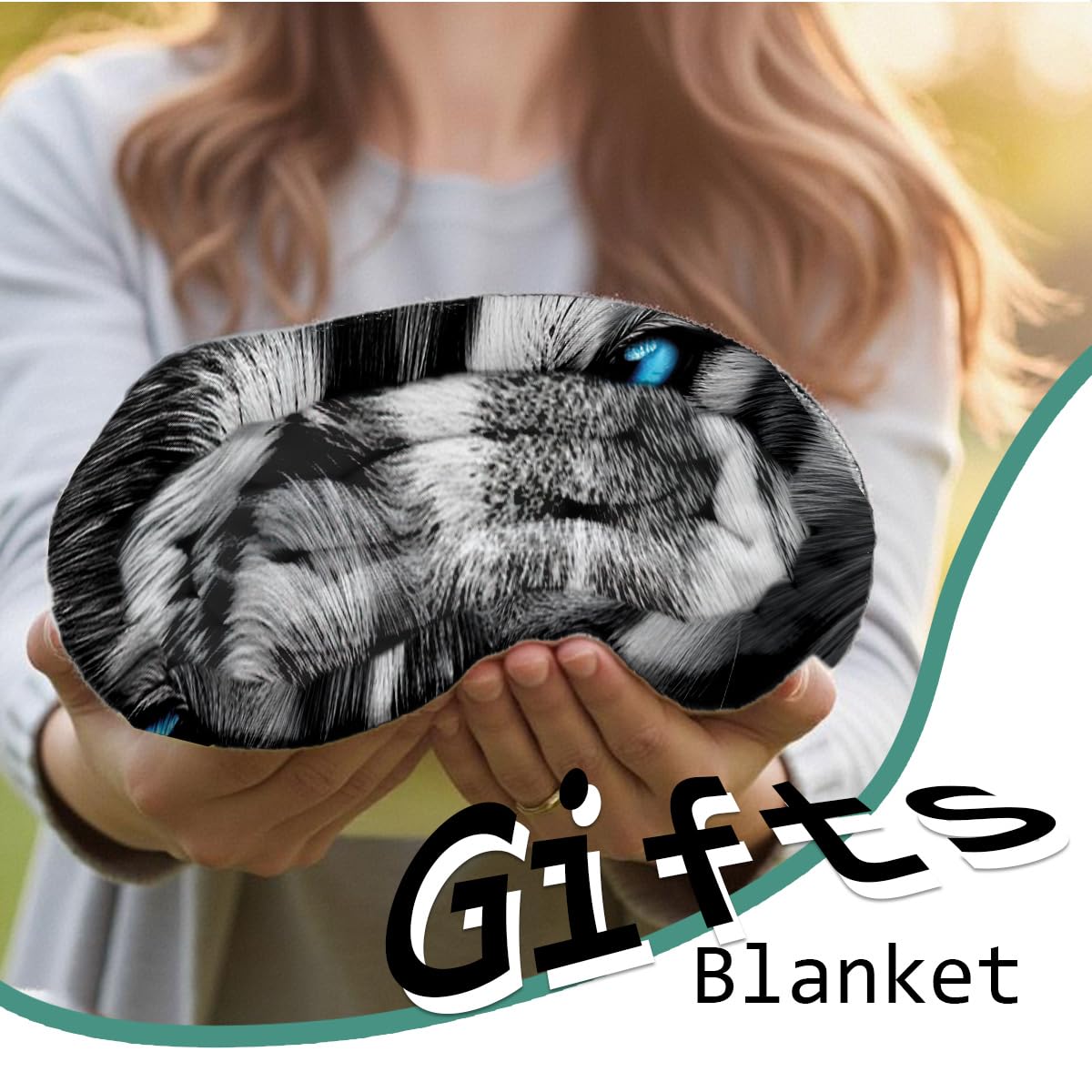 HUNXIAOJ Printed Bed Blanket Black and Blue Wild Animal Throw Wolf Flannel Blankets Queen Size Blankets for Men Boy Bed Sofa Office Chair Blanket(49"x59")