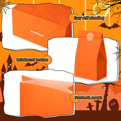 Skyygemm 36 Pcs Halloween Party Favor Paper Bags Candy Paper Gift Bags with Stickers 5.1 x 3.2 x 9.5'' for Festival Holiday Baby Shower Birthday Wedding Party Anniversaries