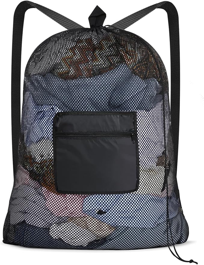 OTraki Mesh Laundry Bag Backpack 24x32 Inch Gym Drawstring Backpack Travel