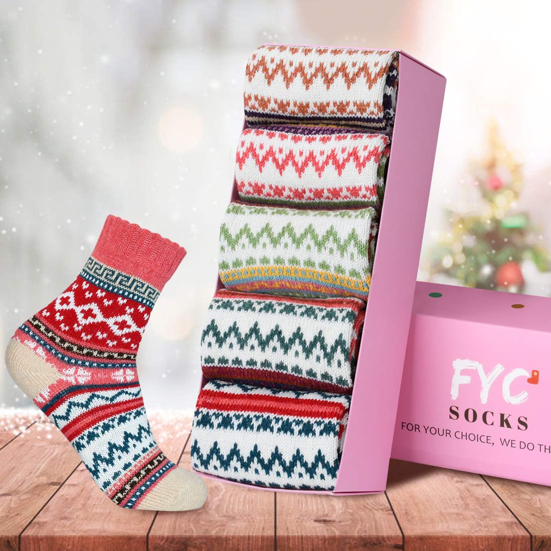 FYC Socks for Women - Stocking Stuffers Gifts for Women - Warm Thick Soft Wool Cozy Crew Socks Christmas Gifts for Woman