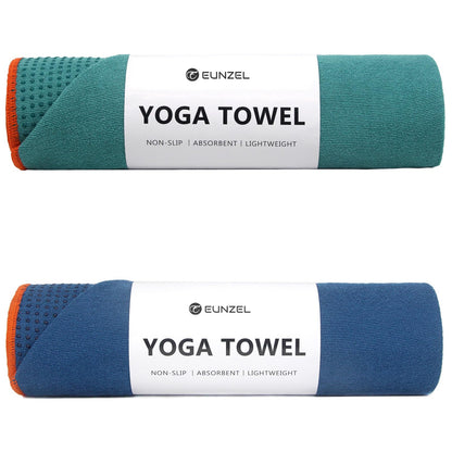 Eunzel Hot Yoga Towel - Microfiber Non Slip Yoga Mat Towel with Grip Dot Sweat Absorbent Towel for Hot Yoga, Pilates and Fitness 72" x 24", Dark Cyan/Orange