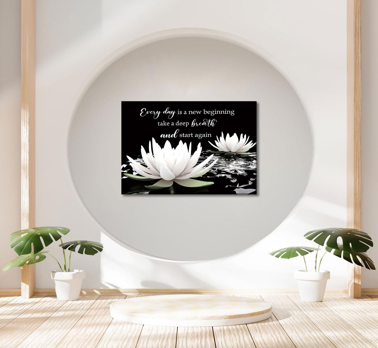 Zen White Lotus Canvas Wall Art On In Water Blooming White Lotus Picture Wall Decor Spiritual Meditation Poster Print Painting for Bathroom Room Modern Yoga Spiritual Spa Living Bedroom Decoration