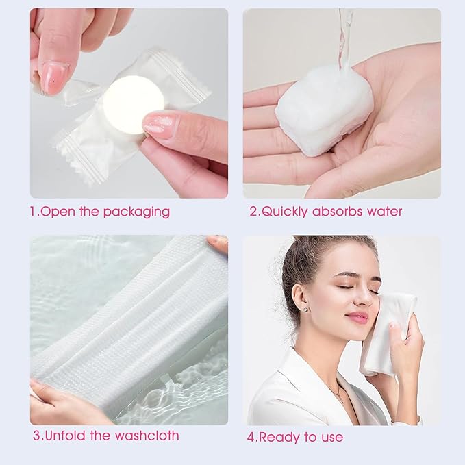 Classycoo Thick Disposable Compressed Towels Tablets- Individually Wrapped Face