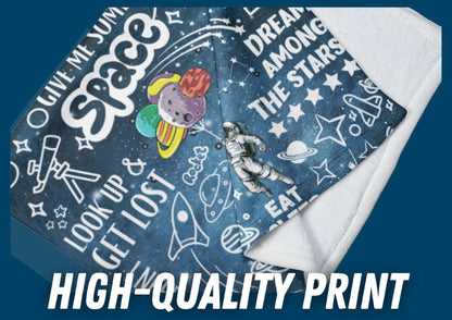 Huglanket Space Gifts for Boys Teen - Give Me Some Space Astronaut Blanket - Astronomy Flannel Plush Throw 50x65 Inches