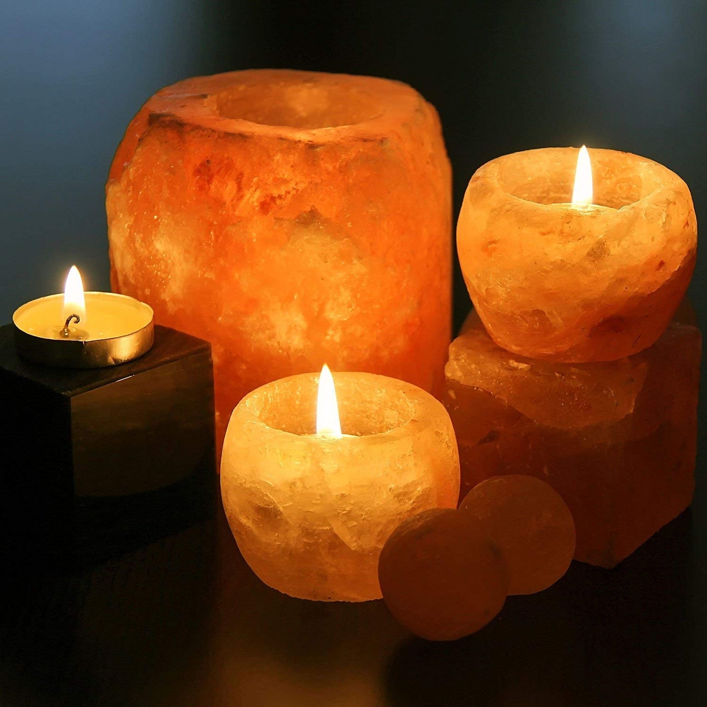 WBM LLC Set WBM 3002A Glow, (3.3 lbs.) 3.5 inches. Home Décor Natural Style Hand Carved Himalayan Pink Salt Rock 1 Hole Tealight Candle Holder, Set of 2, Liquid Laundry Detergent, 6 Pounds (Pack of 2)