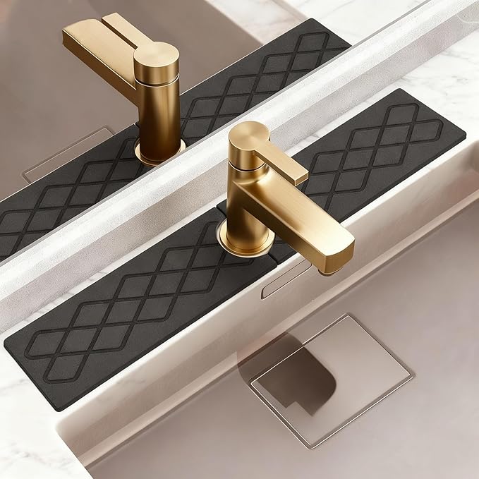 23.6 Inch Stone Faucet Mat for Kitchen Sink, Diatomite Absorbent Fast Drying