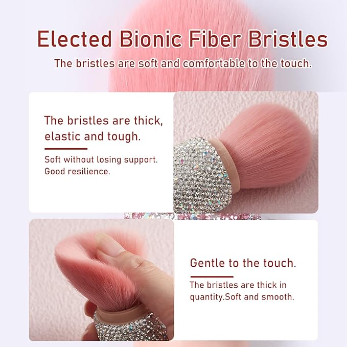 WOKOTO 4 in 1 White Diamond-Embellished Makeup Brushes