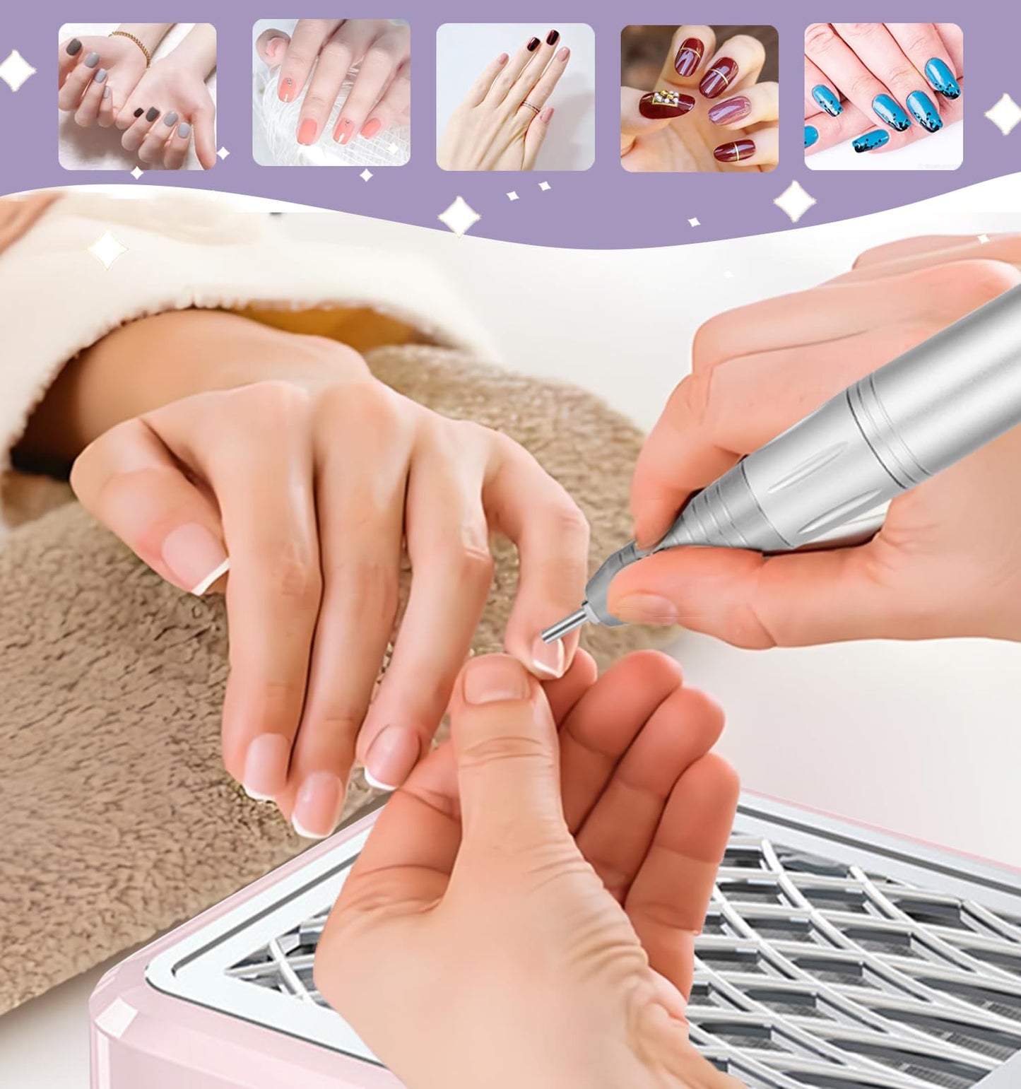 Lumcrissy 45000RPM Professional Cordless Nail Drill - Rechargeable Electric Efile for Acrylic Gel Nails, Coreless Motor with LCD Display, 10H Runtime, 6 Bits for Home Salon Manicure Pedicure