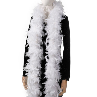 Larryhot 60g White Feather Boa - 2 Yards Turkey Boa Feathers for Party Bulk,Christmas,Wedding Centerpieces,Costume,Concert,Pet and Home Decoration (White)
