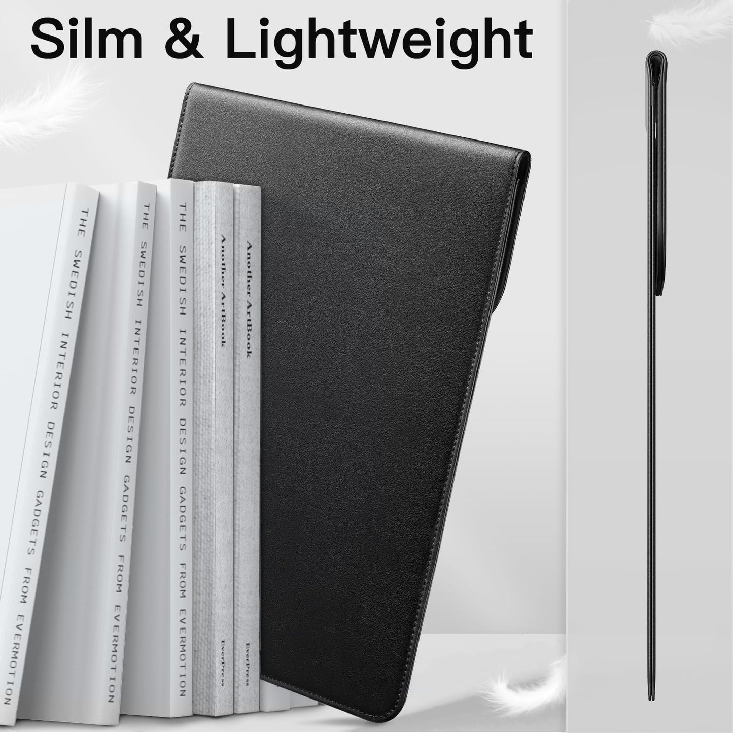 JETech Slim Laptop Sleeve for MacBook Air 13-Inch (M4/M3/M2) 2022-2025, MacBook Pro 13-Inch (M2/M1) 2016-2022, PU Leather Case (Black)