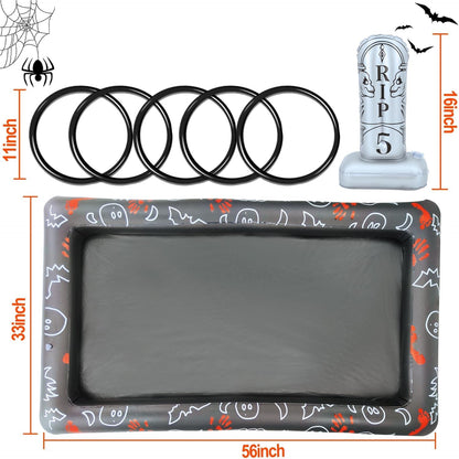 Upgraded Stability & Plastic Ring Giant Tombstone Ring Toss Games Halloween Party Game Favors for Kids Inflatable Game Halloween Party Decor Outdoor Carnival Game Classroom Indoor School Yard