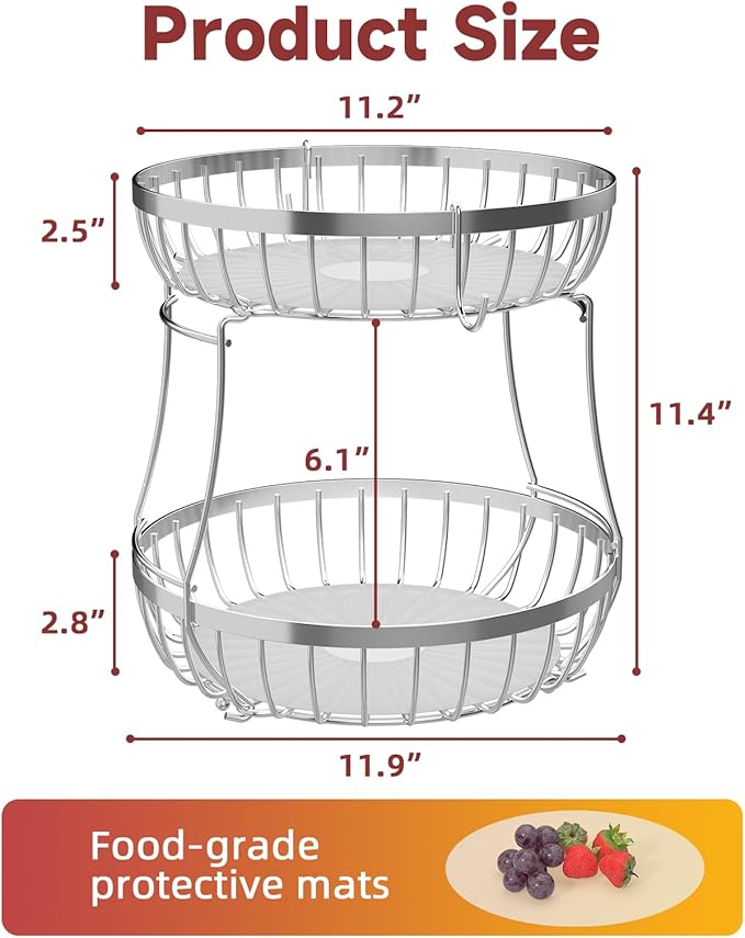 2 Tier Fruit Basket for Kitchen Counter