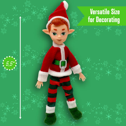 The Original Elf Christmas Dolls, Mini 5.5" Christmas Elf Doll, Toy for Kids or Décor, Toy Elf Dolls, Poseable Little Shelf Sitters with Dangling Legs