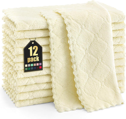 Homaxy 12 Pack Kitchen Dish Cloths (10 x 10 Inches, Grey), Super Soft and Absorbent Coral Velvet Dish Towels, Nonstick Oil Fast Drying Microfiber Cleaning Cloth, No Lint Household Dishcloths
