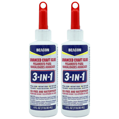 Beacon Adhesives 3-in-1 Advanced Craft Glue 118.56 ml, Dries Crystal Clear (Pack of 2)