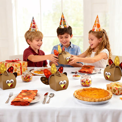 Mason Life Thanksgiving Gift Boxes, 24PCS Turkey Candy Treat Boxes, Thanksgiving Party Favor Boxes, Funny Thankful Goodies Box, Cupcake Box for Holiday Dinner Decoration, Table Centerpiece