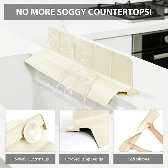 23Inch Sink Splash Guard – Extended Length & Tall Silicone Kitchen Sink Splash