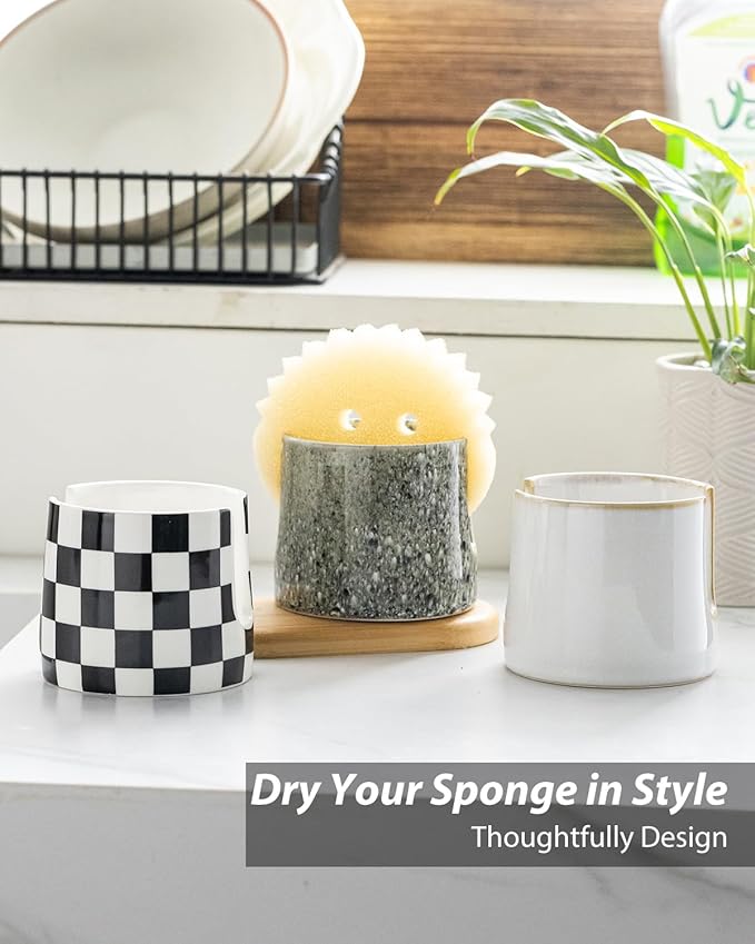 Kitchen Sponge Holder, Ceramic Dish Sponge Holder Scrubby Daddy Farmhouse Dish