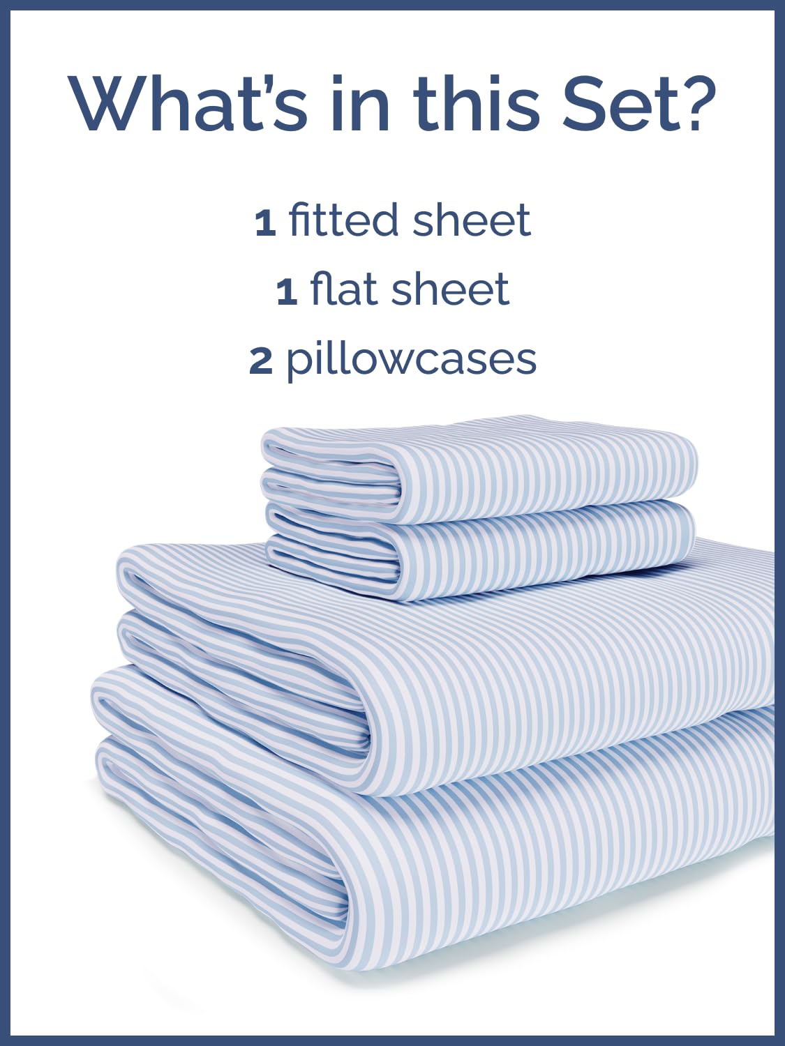 Kids Full Size Bed Sheet Set - 4 Piece Kids Loft Bed Sheets - Blue Striped Nautical Themed Bedding - Soft, Cute and Cozy - Breathable & Machine Washable - Sky Bed Set for Boys, Girls, Teens & Toddlers