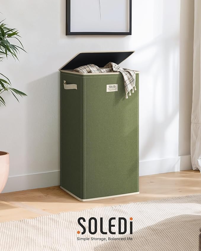 SOLEDI Laundry Hamper with Lid 100L Large & Tall Collapsible Laundry Basket