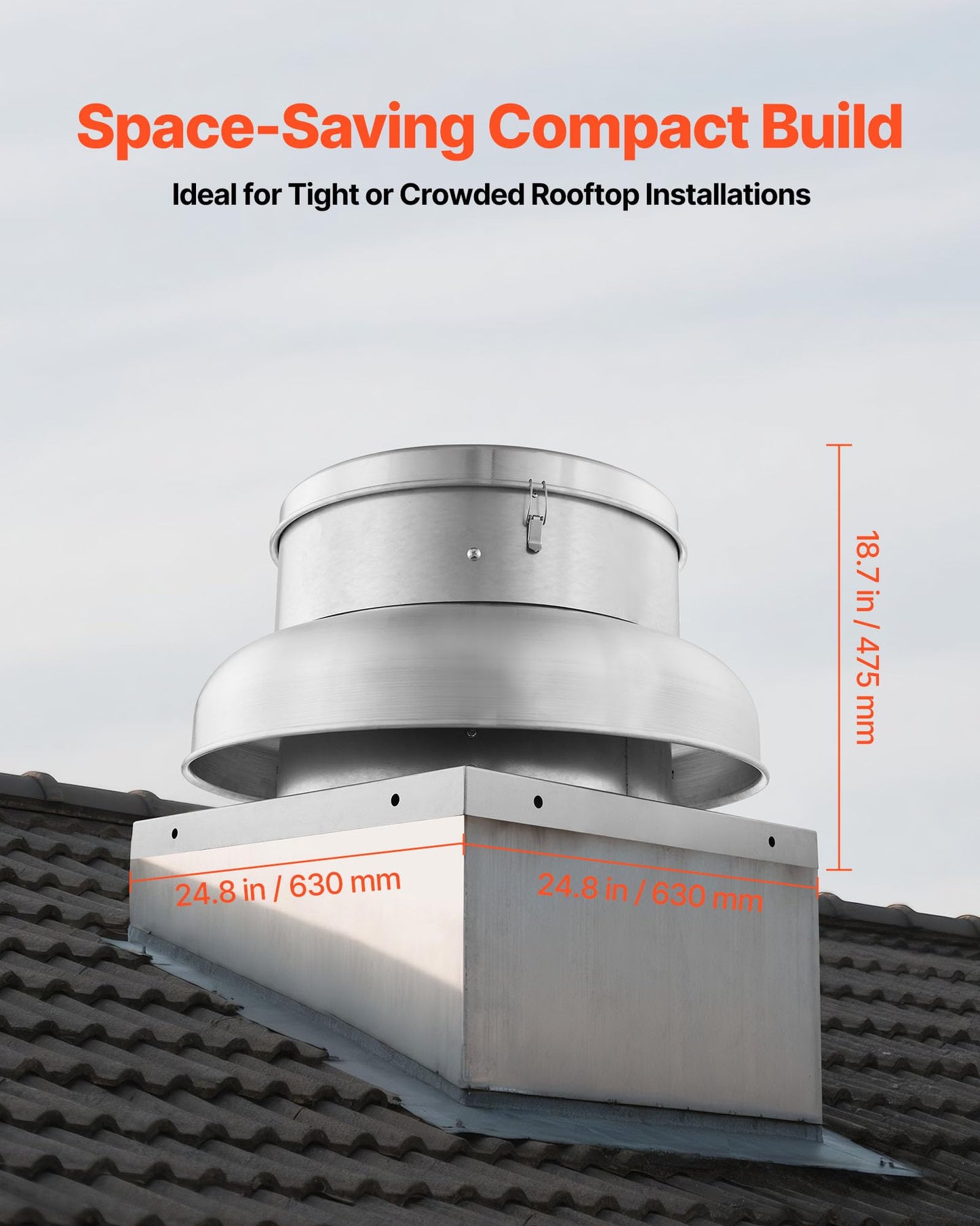 VEVOR Roof Exhaust Fan, 3000CFM & 3900CFM Adjustable Speed Control Attic Vent Fan with High-Power Motor, 24.8inch Fan Base Heavy-Duty Aluminum Alloy, Compact for Garage,Kitchen,Bathroom,Silver