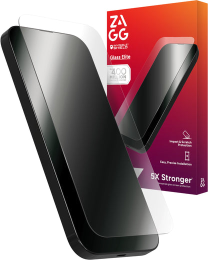 ZAGG Glass Elite Screen Protector for iPhone 16 Pro - 5X Stronger, Reinforced Edges, Ultra-Strong Tempered Glass, Scratch Resistant, Anti-Smudge, Easy Installation, InvisibleShield, Eco-Friendly