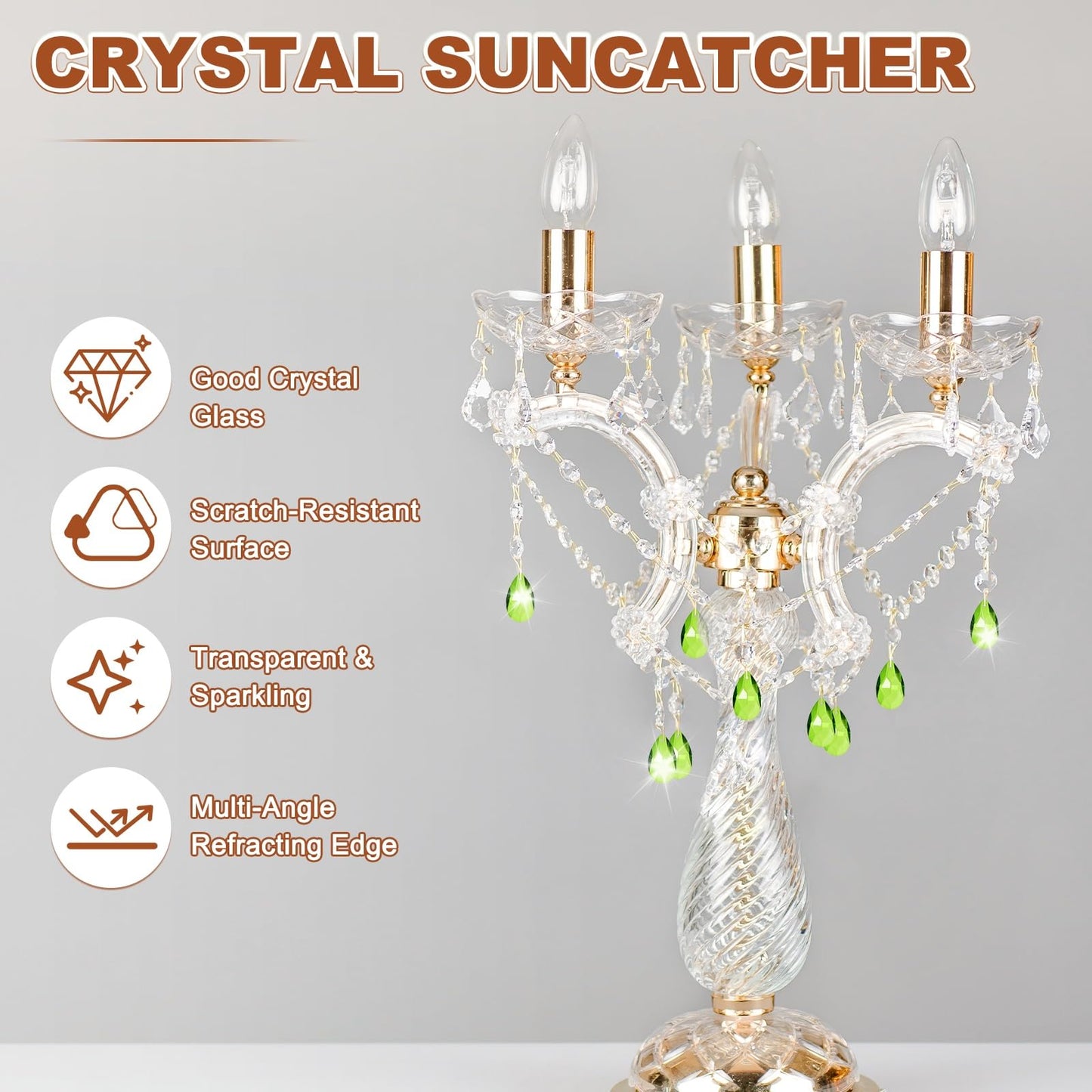 M METERXITY 10-Pack Crystal Grid Prisms, 38mm/1.5 Inch Chandelier Pendant Maker Hanging Crystals Chandelier Prisms for Home/Windows/Garden/DIY Decoration[Grass Green]