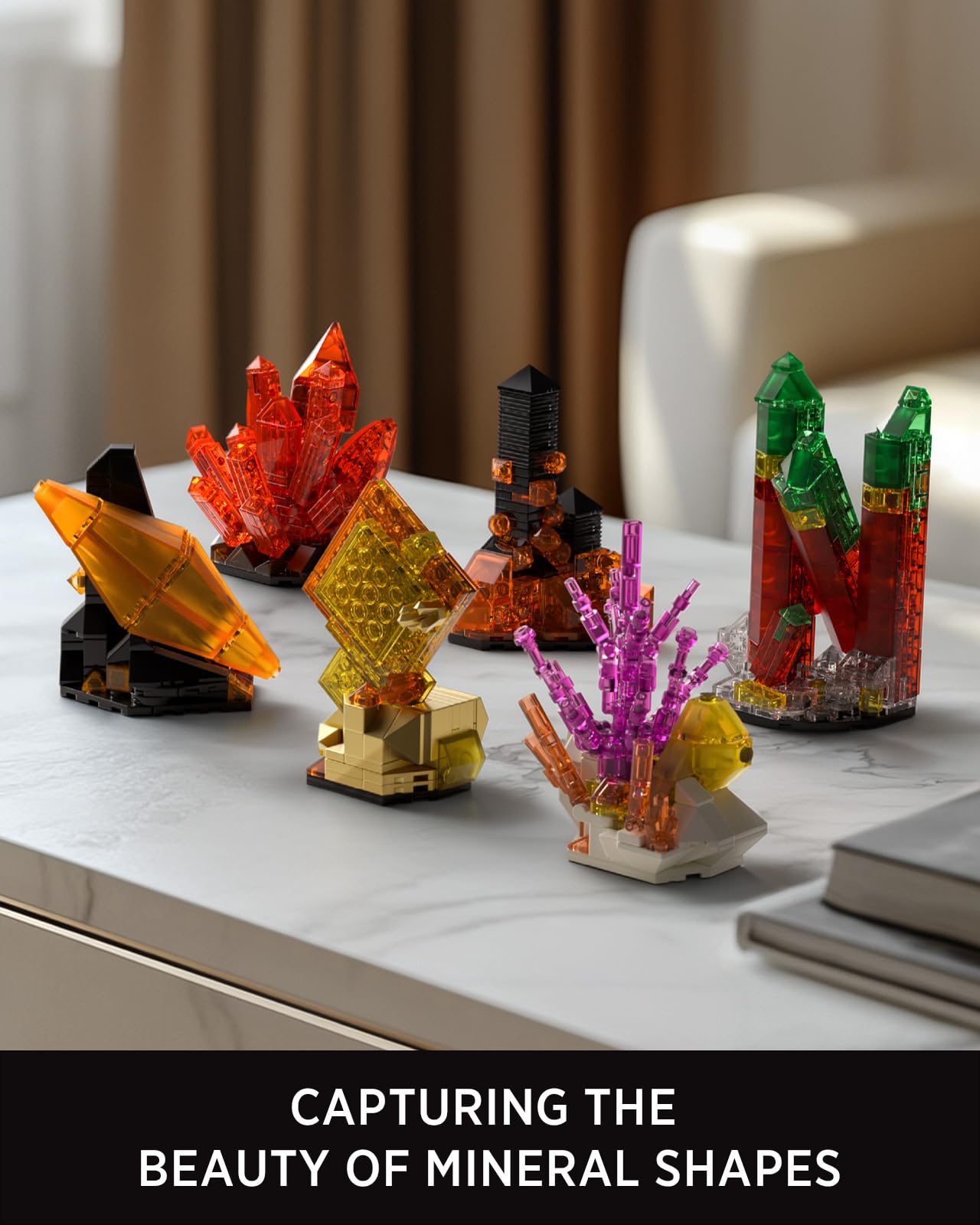 Nifeliz Rock Building Set for Adults, 6 Geology-Inspired Mineral Models, Hands-On Desk Display and Thoughtful Gift for Home Decor Lovers (626 PCS, NF10366)