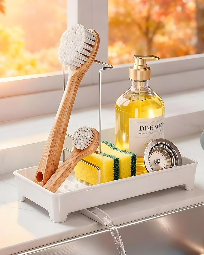 Minimalist Sink Caddy, Rustproof Sponge Holder