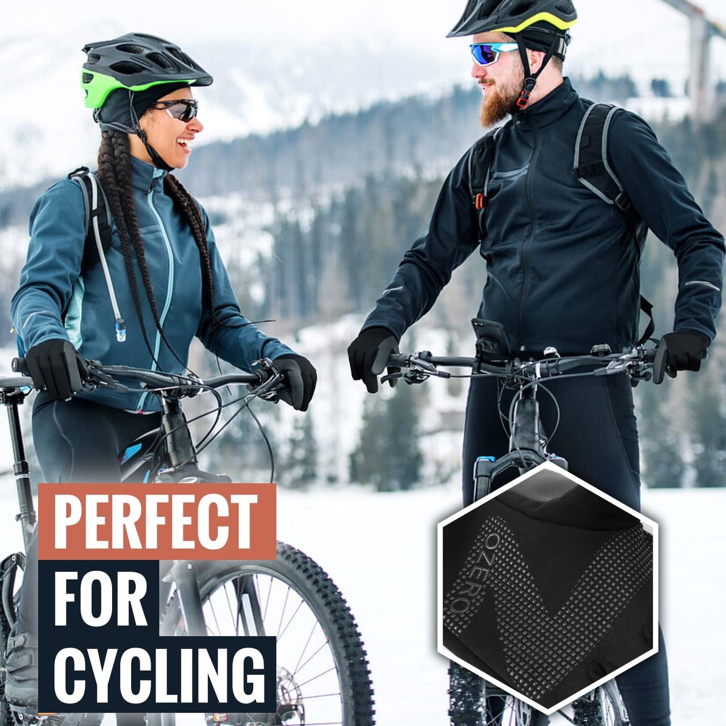 OZERO Winter Running Gloves Touchscreen for Men Women, Thermal Warm Windproof Water Resistant Anti Slip Glove for Cycling Ski Biking Driving Hiking Gloves for Men's Women's - Black (M)