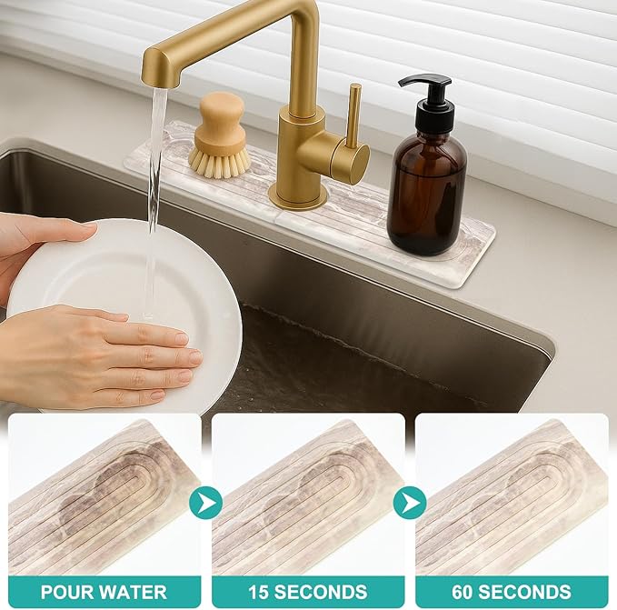 Small Diatomite Kitchen Sink Faucet Mat Water Absorbing Stone Tray Quick Drying
