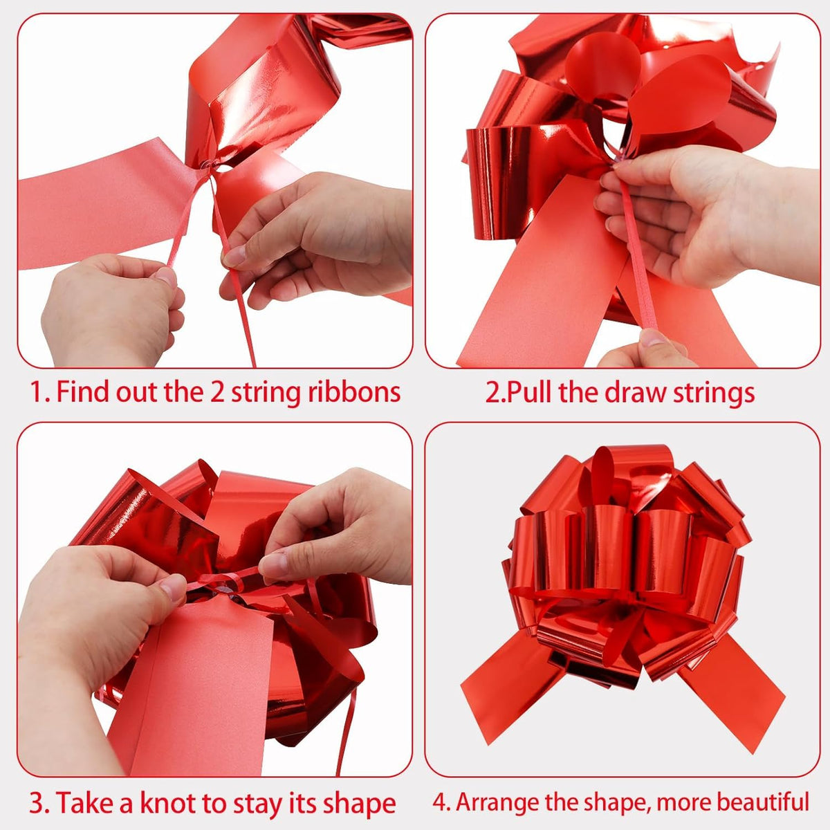 TONIFUL 12 Inch Red Large Pull Bow Giant Big Valentine Bow for Gift Wrapping, Car, Bikes, Big Toys, Applicants, Front Door Decor, Large Gift Wrap, Christmas Tree & Outdoor Decoration