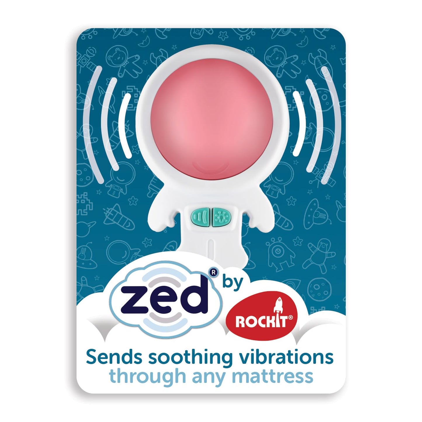 Zed by Rockit Vibration Baby Sleep Aid with Calming Red Night Light - for Baby Cots Cribs & Moses Baskets - 6 Soothing Vibration Settings