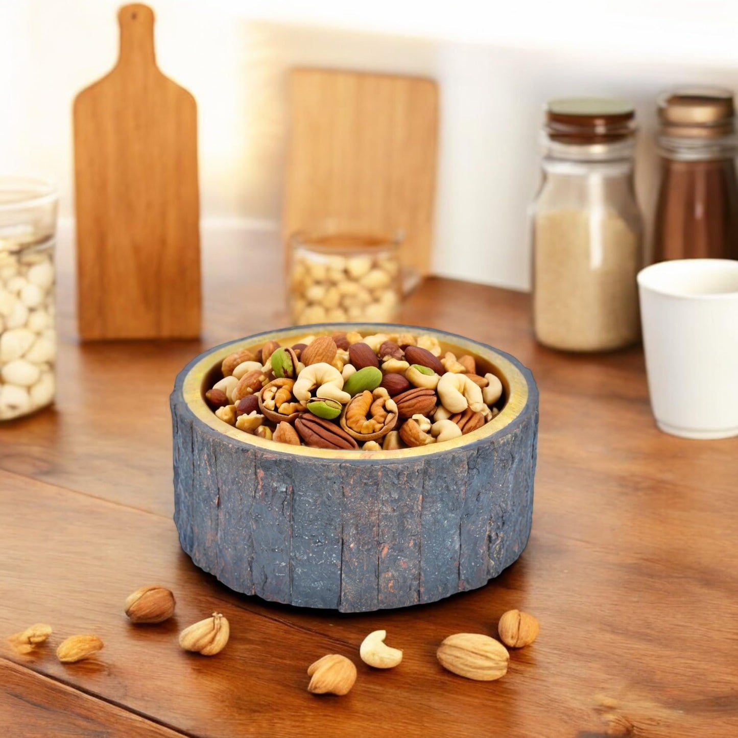 Handcrafted Mango Wood Decorative Bowl with Natural Bark Edge – Rustic Wooden Centerpiece Bowl for Potpourri, Candy Dish, Key Holder & Small Fruit Display – Farmhouse & Boho Home Décor Accent (7 Inch)