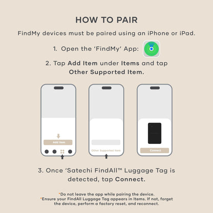 Satechi FindAll Smart Luggage Tag with Find My, TSA-Friendly, Airport Tracking, Left-Behind Alerts, Loud Audible Chime, Wireless Rechargeable, Works with iPhone, iPad, Mac – Sand