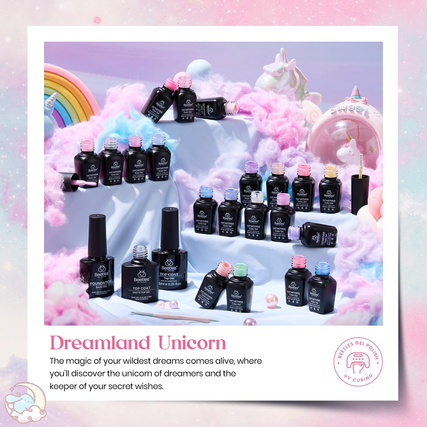 Beetles Gel Nail Polish Set,24Pcs Pink Purple Pearl Blue Shimmer Chameleon Green Colors Gel Polish Kit, 3Pcs Base Top Coat Double-ended Brush Soak off UV Nail Polish Halloween Gifts for Women