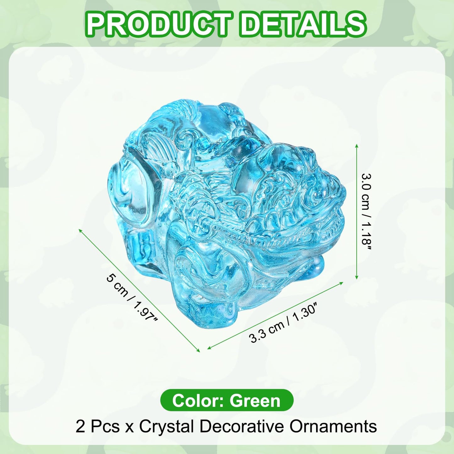 uxcell 2 Pcs Crystal Decorative Ornaments, 1.2" H Chinese Feng Shui Crystal Figurine Mini Pi Xiu Collectible Decor for Table Home Hanging Decorations, Lake Blue