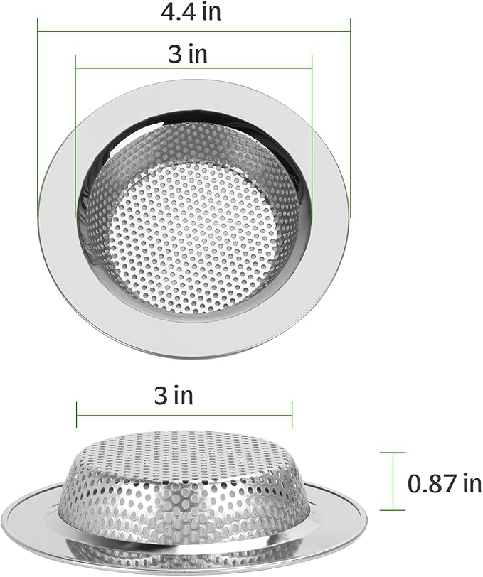 2PCS - Windran Kitchen Sink Drain Strainer, Upgraded Double-Layer Safe Design