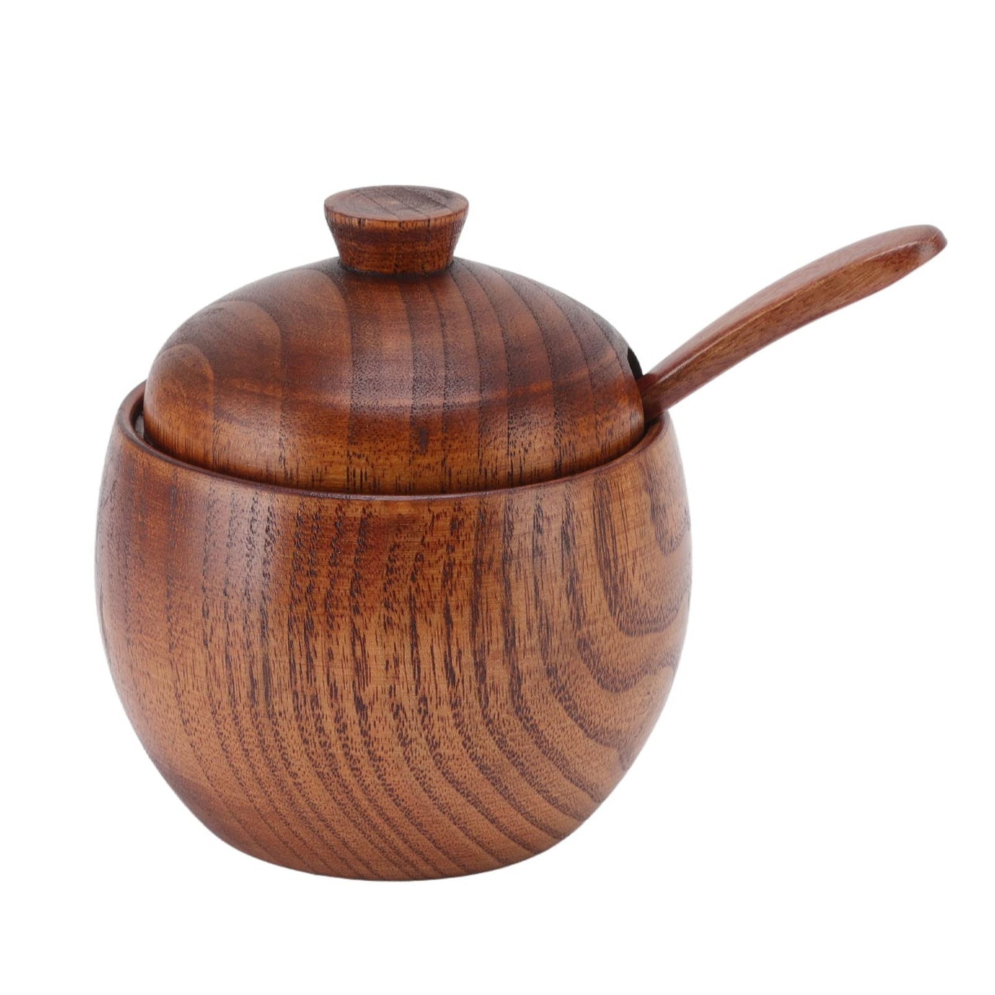 Jwthee Salt Pig, Salt Box Salt Cellar Salt Container Wood Salt Cellar with Lid and Spoon Wood Spice Jar Sugar Bowl Seasonings Storage Container for Kitchen