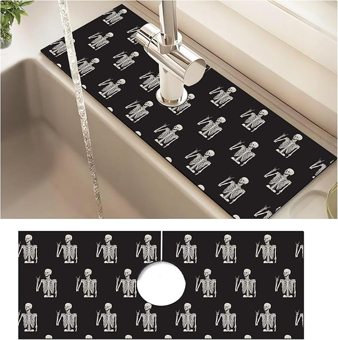 Absorbent Splash Guard Mat for Kitchen Sink, 15×5.5 Inch Cute Fast Drying Drip