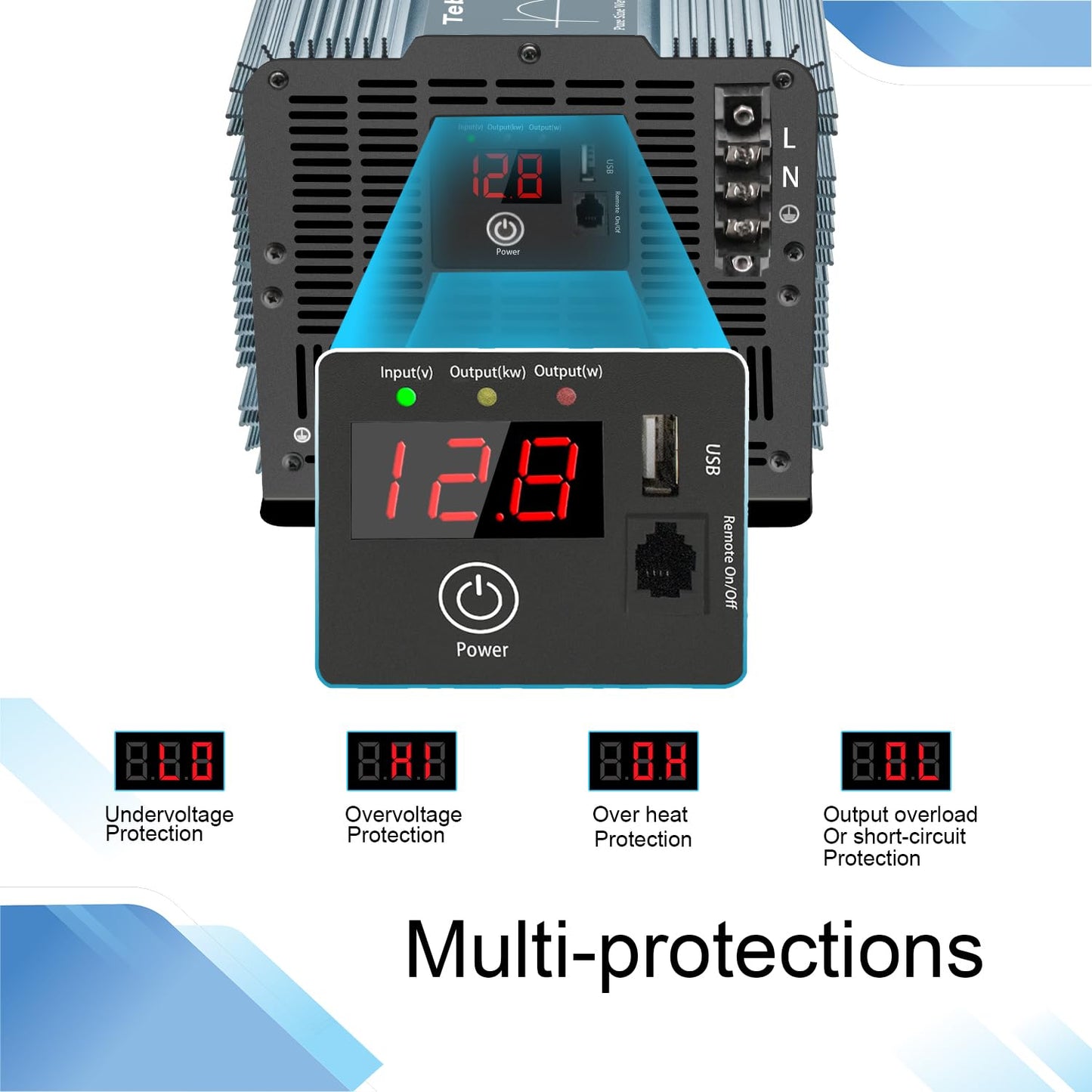 5000 watt Pure sine Wave car Power Inverter 12v to 110v /120V Inverter for car Vehicles Truck Camping Solar Panel Power Converter Adapter with Clamps Inverter 5000W