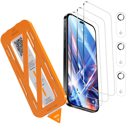 QHOHQ 3 Pack Screen Protector for iPhone 14 / iPhone 13 [6.1 Inch] with 3 Pack Tempered Glass Camera Lens Protector, Ultra HD, 9H Hardness,Case Friendly